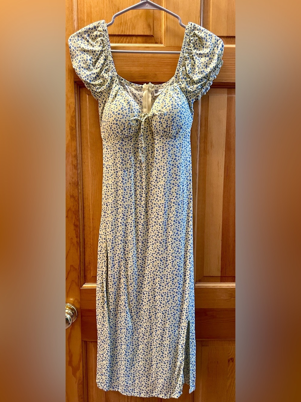 No Boundaries Cream Dress with Blue Floral Print